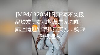 [MP4/ 320M] 刚下海不久极品短发美女和炮友居家啪啪，戴上情趣面罩揉捏美乳，骑乘整根插入