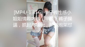 [MP4/ 1.85G] 牛仔裤性感小姐姐情趣内裤，半脱下裤子操逼，抓起JB吸吮，扶着炮架怼小穴