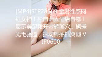 [MP4]STP28569 金发性感网红女神！独自一人酒店自慰！展示美足拨开内裤掰穴，揉搓无毛骚逼，振动棒抽插爽翻 VIP0600