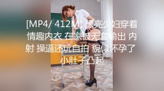 [MP4/ 412M] 漂亮少妇穿着情趣内衣 在家被无套输出 内射 操逼还玩自拍 貌似怀孕了 小肚子凸起